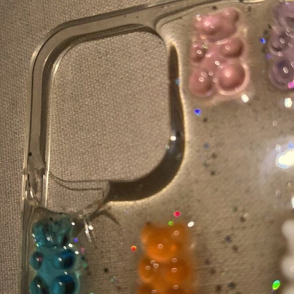 iPhone 12 Pro Max clear sparkles acrylic case with 3D gummy bears - Picture 7 of 7